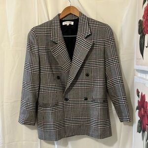 Jones New York Oversized Plaid Blazer with Shoulder Pads